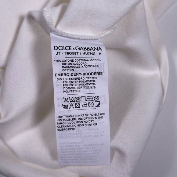 DOLCE&GABBANA White Jersey T-Shirt 90's Print - Picture 6 of 7